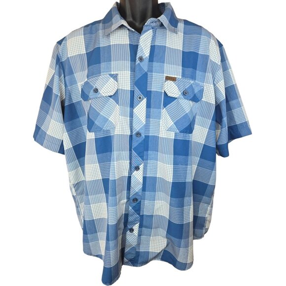 Orvis Mens Short Sleeve Shirt Large Blue Plaid Two-Pocket Button-Up - Picture 1 of 8
